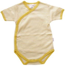 Frühchen Baby Kurzarm-Wickelbody, garngefärbter Ringel Gr. 44