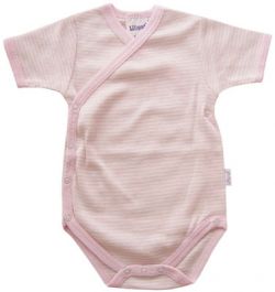 Frühchen Baby Kurzarm-Wickelbody, garngefärbter Ringel Gr. 44