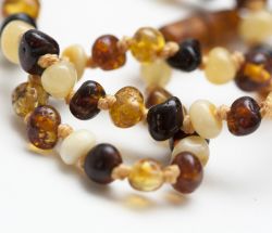 Baroque baby amber necklace with safety clasp, multi