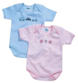 Onesie With Glitter-Print Light Blue or Pink