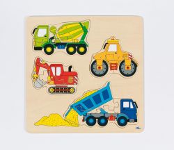 Goki Holzsetzpuzzle - Baufahrzeuge