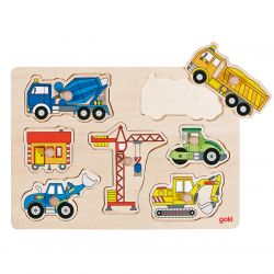 Goki plug puzzle construction vehicles