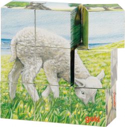 Goki Würfelpuzzle Bauernhoftiere
