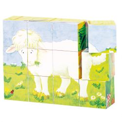 Goki Würfelpuzzle Tierkinder