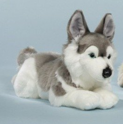 LEVUVU Husky grau-weiß liegend 42cm