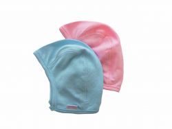 Interlock-Häubchen rosa/hellblau/marine/weiß
