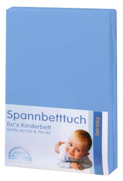 Julius Zöllner Spannbetttuch blau Jersey 70 x 140 cm