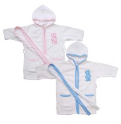 Kapuzenbademantel weiß/rosa und weiß/hellblau