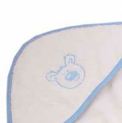 Kapuzenbadetuch und Waschhandschuh hellblau