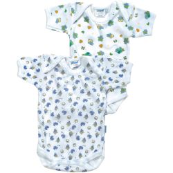 Short Sleeved Onesie with Sorted All-Overprints