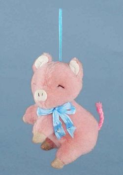 Mohair lucky pig pink 12 cm with hanger