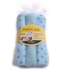 Baby-Pflegetücher 30 x 30 cm blau 6 Stück