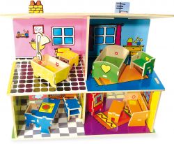 Vilac Puppenhaus Familie Leon mit Möbeln