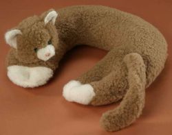 Wool neck pillow cat brown 32 cm