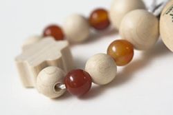 Gemstone Pacifier Necklace with Silicone Ring Red Jasper