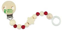 Gemstone Pacifier Necklace with Silicone Ring Red Jasper