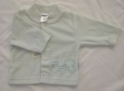 Frühchen Jacke geknöpft, zartgrün gestreift mit Stickerei Größe 44