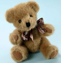 Disc Bear 20cm medium brown, brown bow movable joints