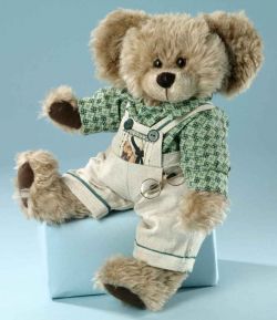 LEVUVU Scheibenbär mit Riesenohren Teddybär beige 37 cm