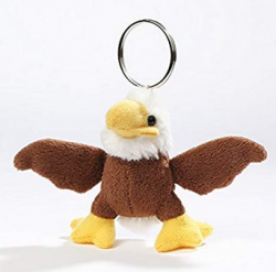 Keyring pendant bald eagle black-white 8 cm