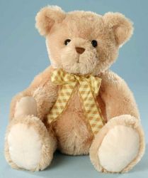 LEVUVU Sitzbär Teddybär mit gelber Schleife 33 cm