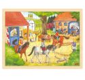 Inlay puzzle horse farm, 96 pieces