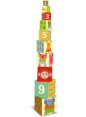 10 wooden blocks with numbers an...